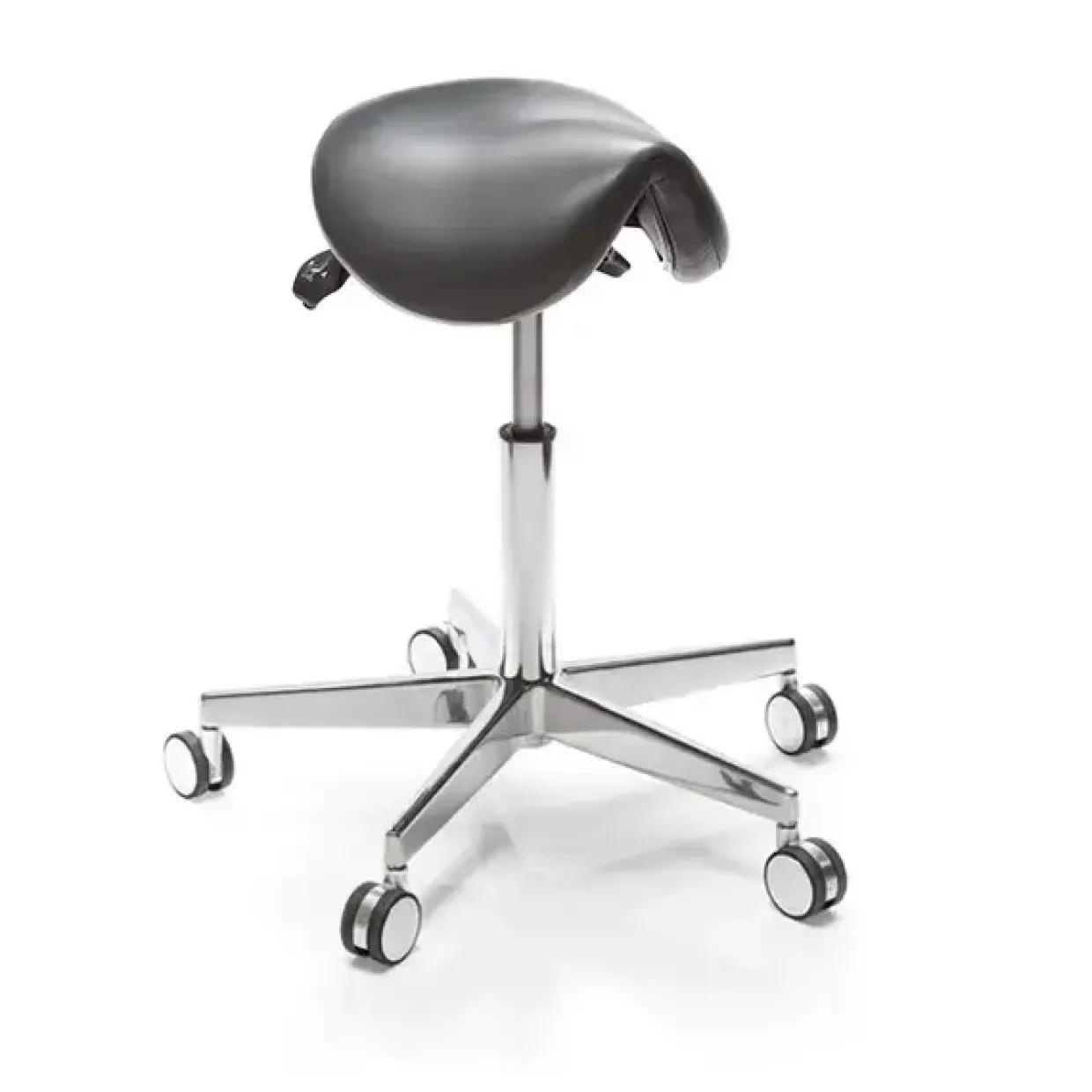 Sadelstol med hjul, Höganäs Polo S Sort Illusion 48–67 cm