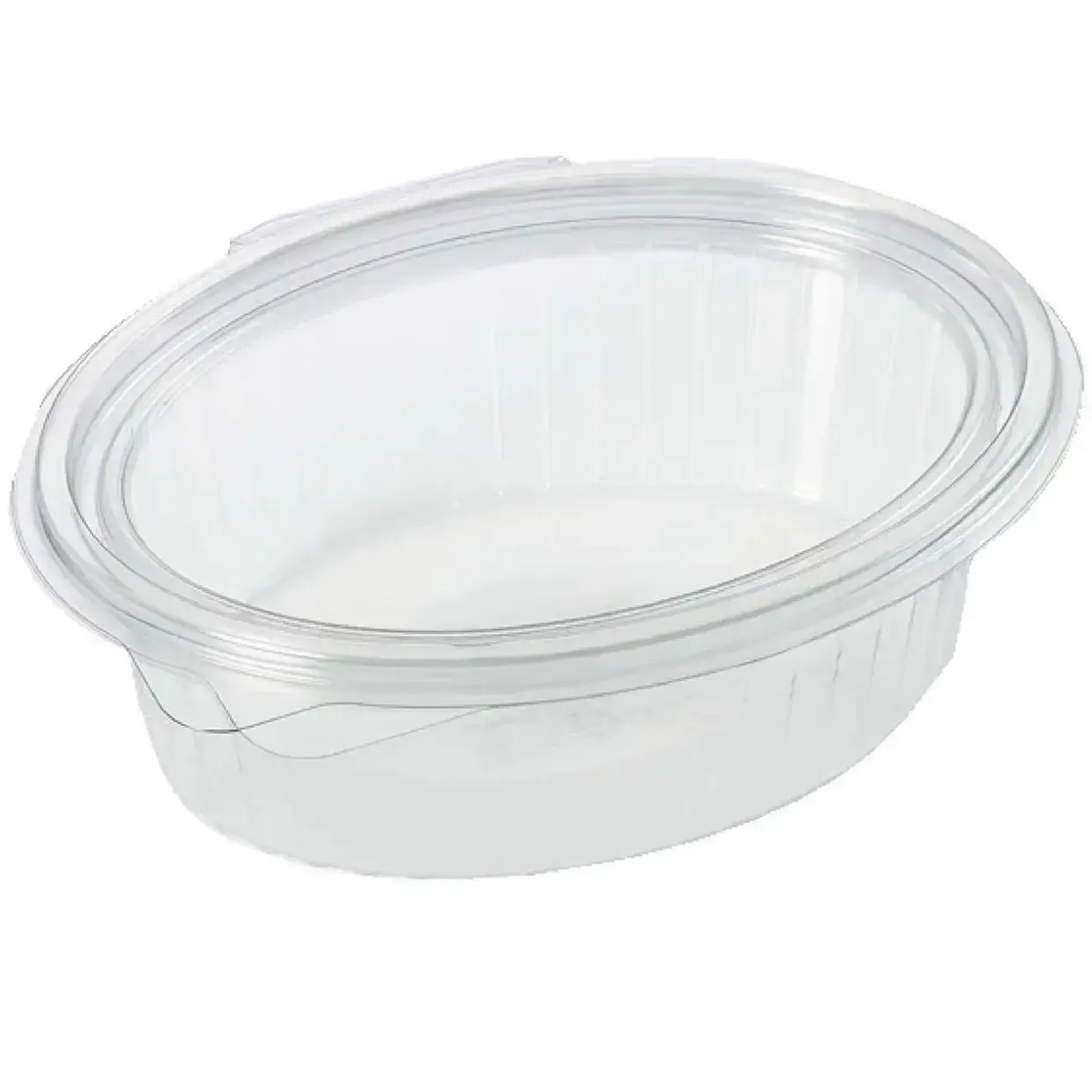 Salatbakke Clearshow 500 ml 167x131x56 mm oval Hængslet låg RPET Klar - 12 pk x 50 stk/krt