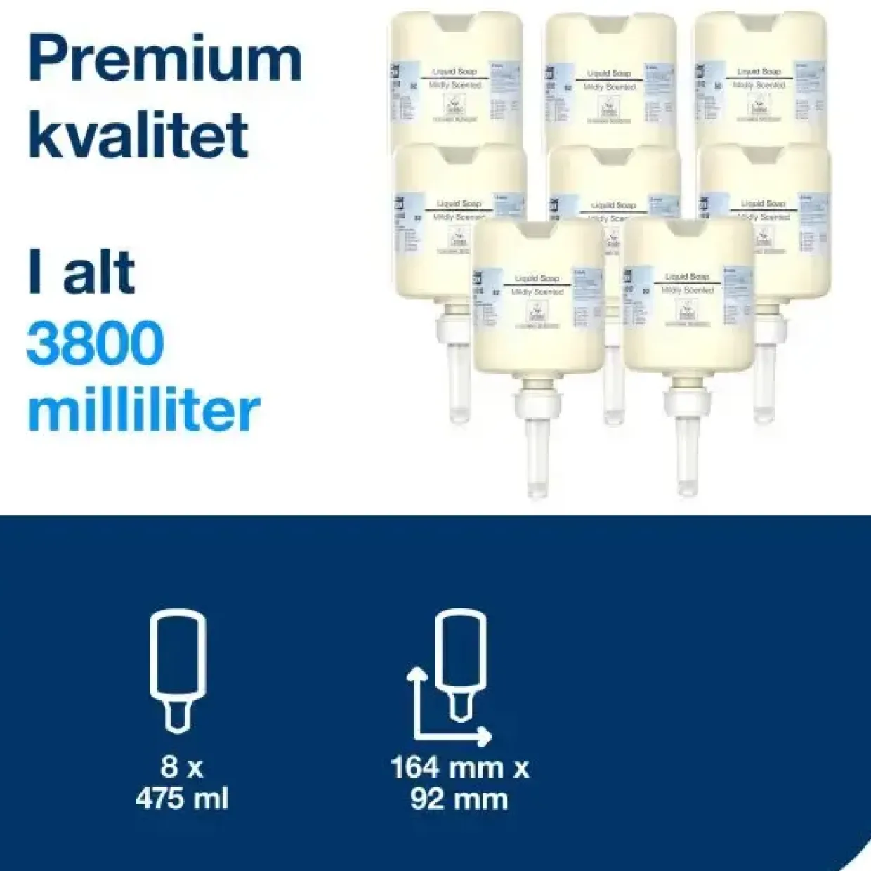 Sæbe Tork 420502 Premium Mild S2 Mini hvid - 8 flasker á 475 ml