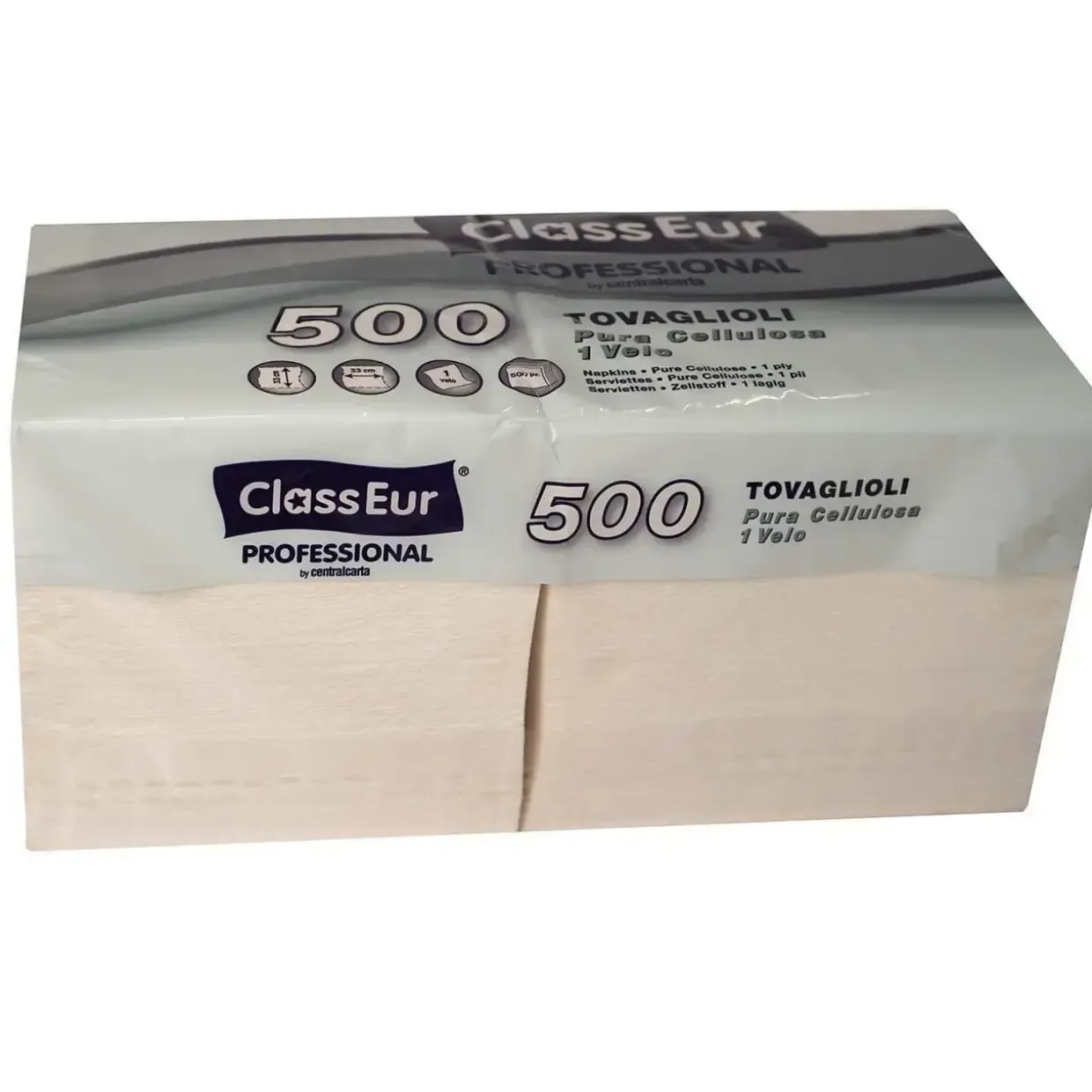 Serviet ClassEur Professional hvid 1/4 fold 33x33cm 1 lag - 10 pk x 500 stk/krt