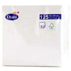 Serviet Duni 33x33cm 3-lag Hvid 125 stk - 8 pk x 125 stk/krt