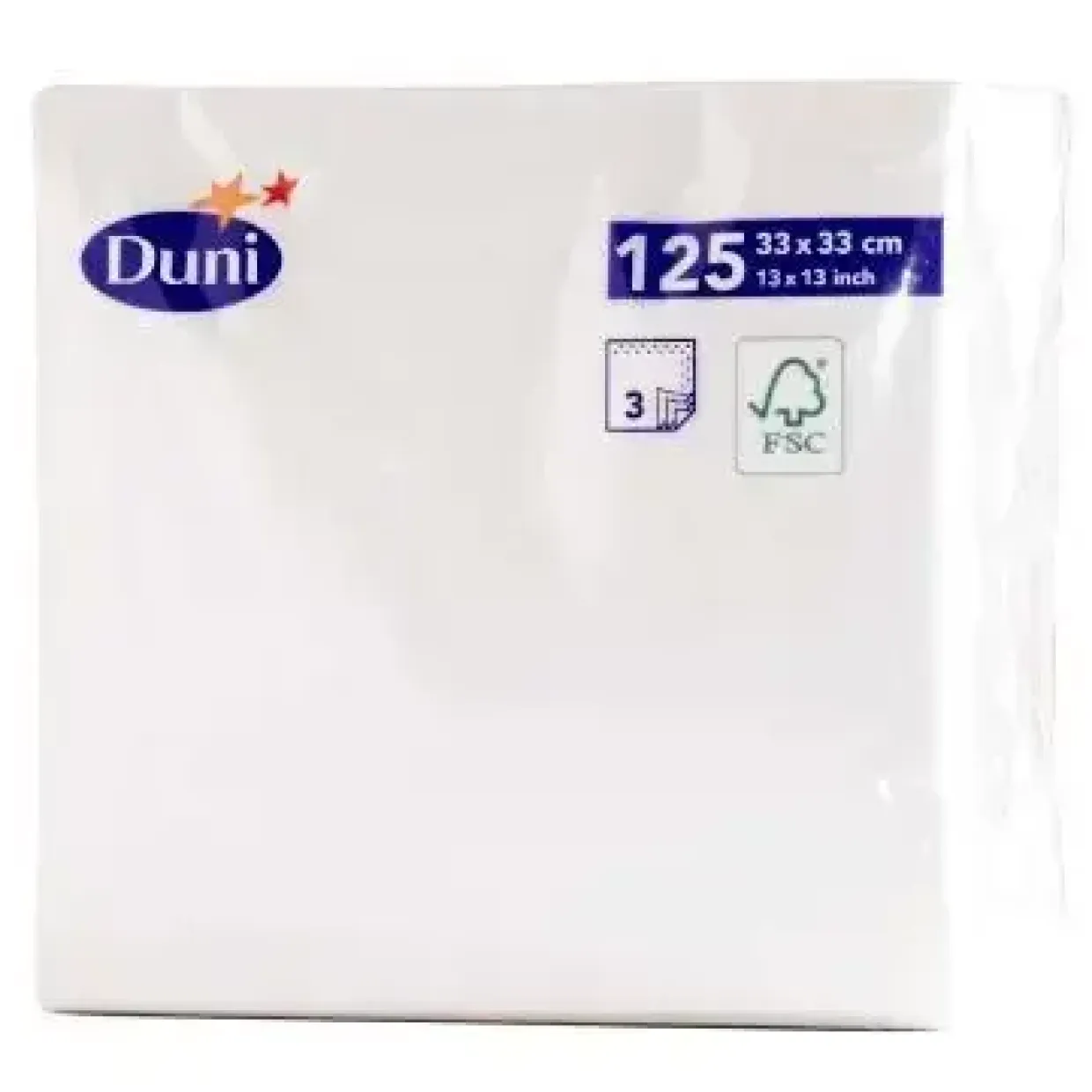 Serviet Duni 33x33cm 3-lag Hvid 125 stk - 8 pk x 125 stk/krt
