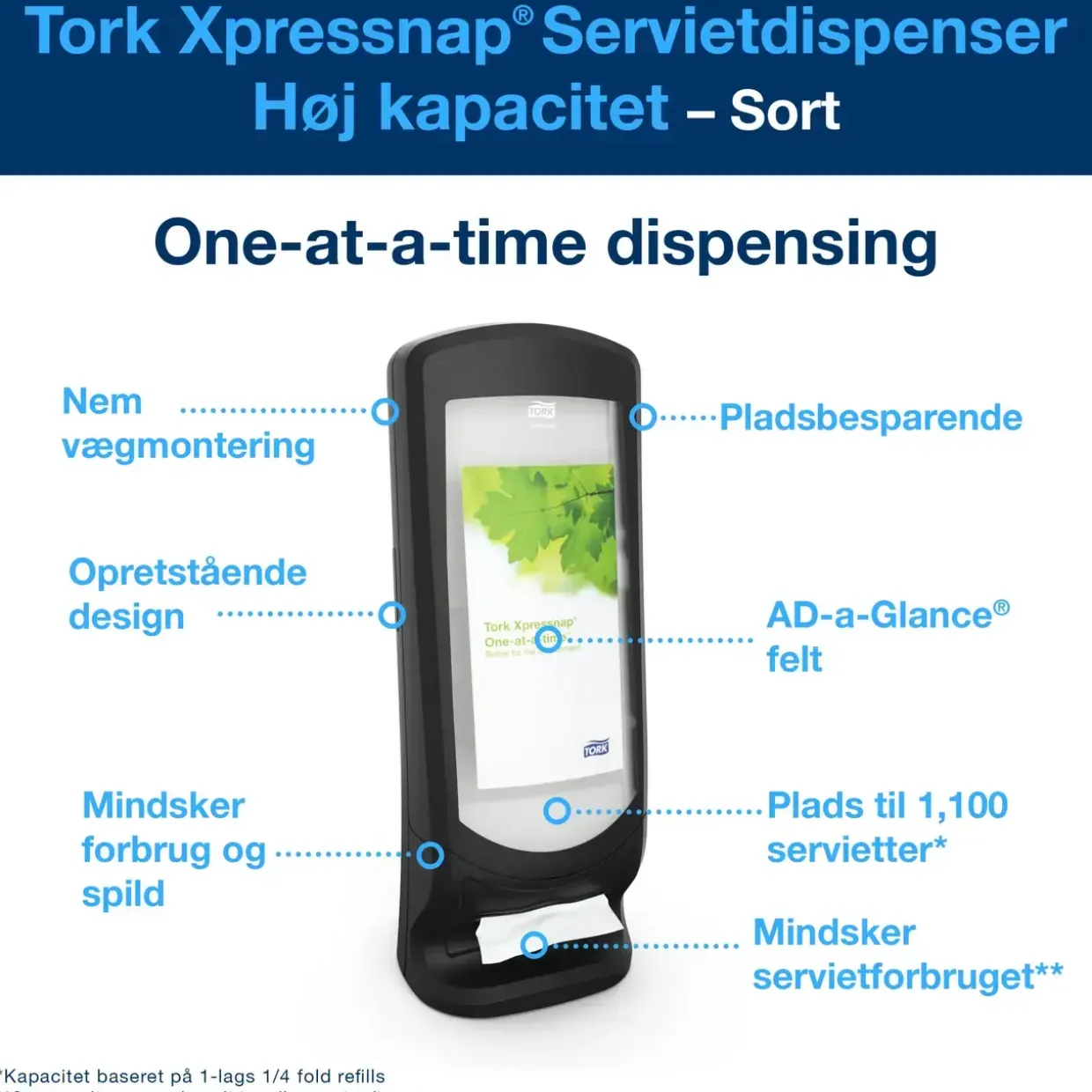 Servietholder Tork 272211 xpressnap N4 vægmodel - sort