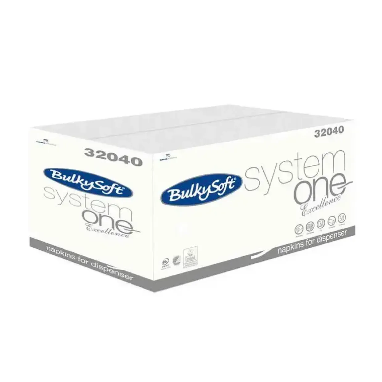 Serviet System Bulky Soft 2-lags hvid 16x21cm 4000stk/kar
