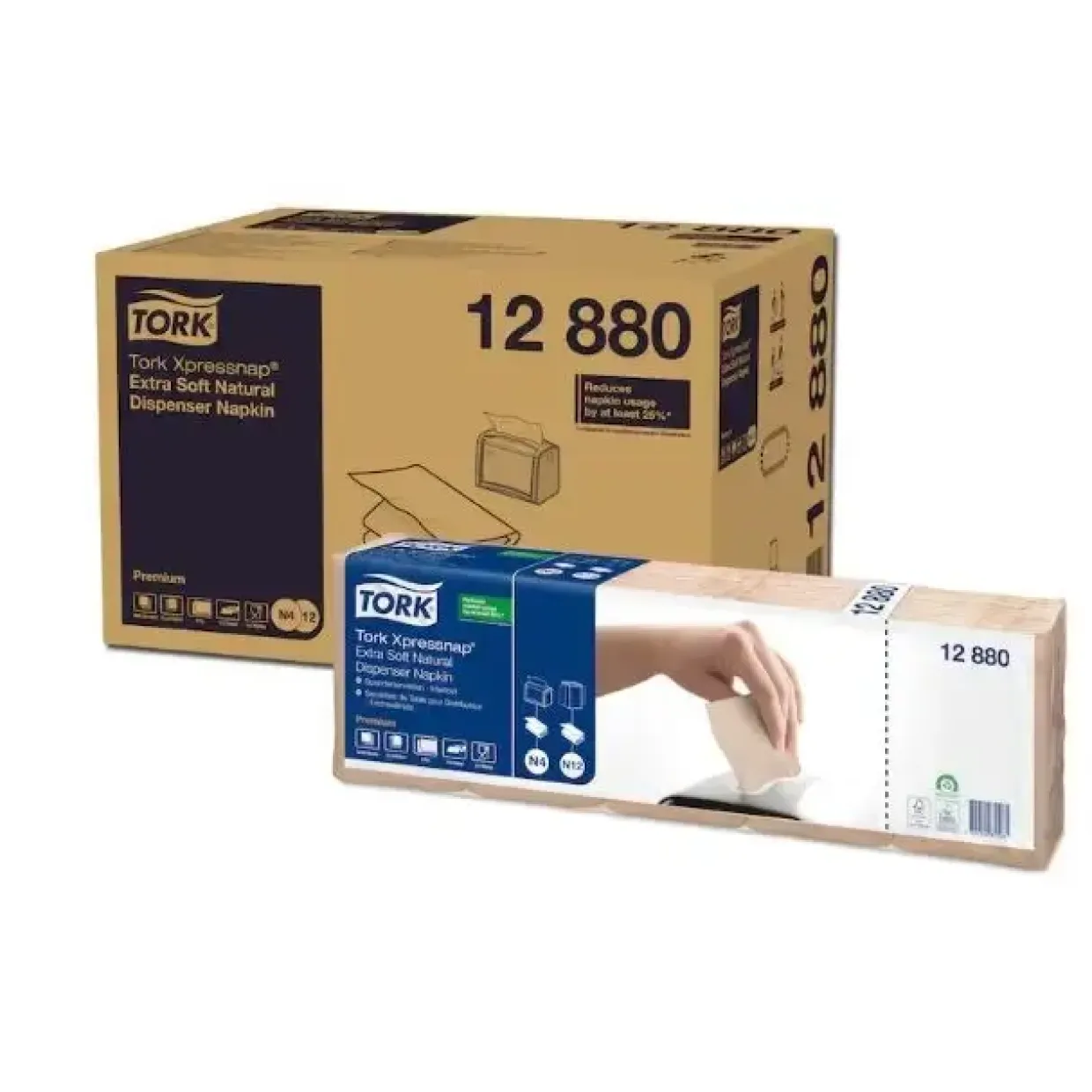 Serviet Tork 12880 Interfold N4 21.3x16.5cm 2-lag Natur - 8 pk x 1000 stk/krt