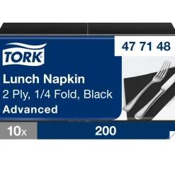 Serviet Tork 2-lags 477148 sort 33 x 33 cm 1|4 fold - 2000 stk