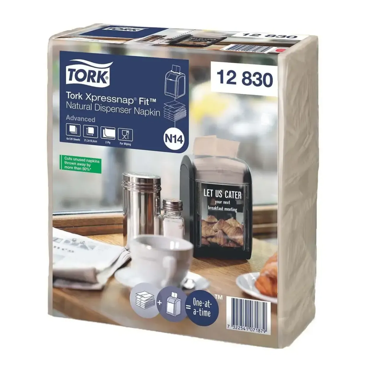 Serviet Tork 12830 N14 Xpressnap 213x165mm 2-lag Fit Advanced Natur - 6 pk x 6 bdt x 120 stk/krt
