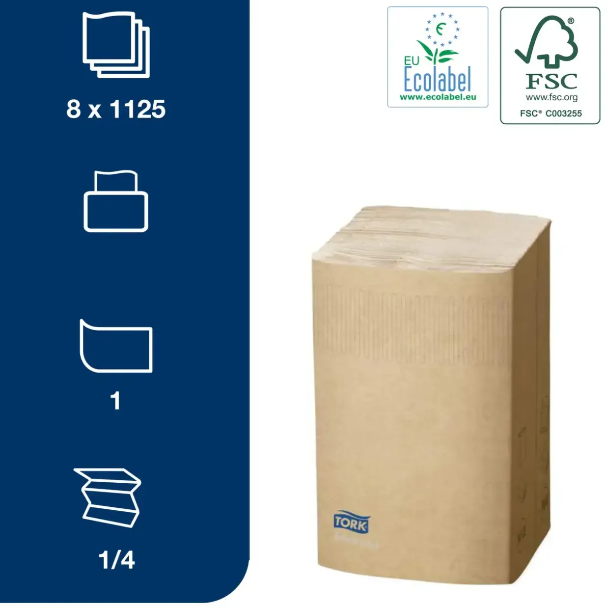 Serviet Tork Premium N4 12840 2-lags natur 100% genbrugsfibre 33cm x 21,60cm - 9000 stk