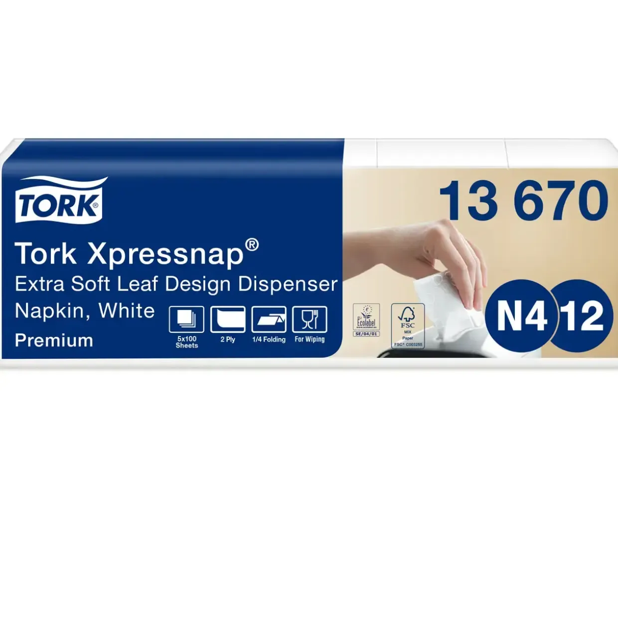 Serviet Tork 13670 Xpressnap premium Interfold 2-lags 4-fold N4 - 4000 stk