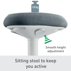 Siddestol – Leitz Ergo Active – Comfort – Lysegrå