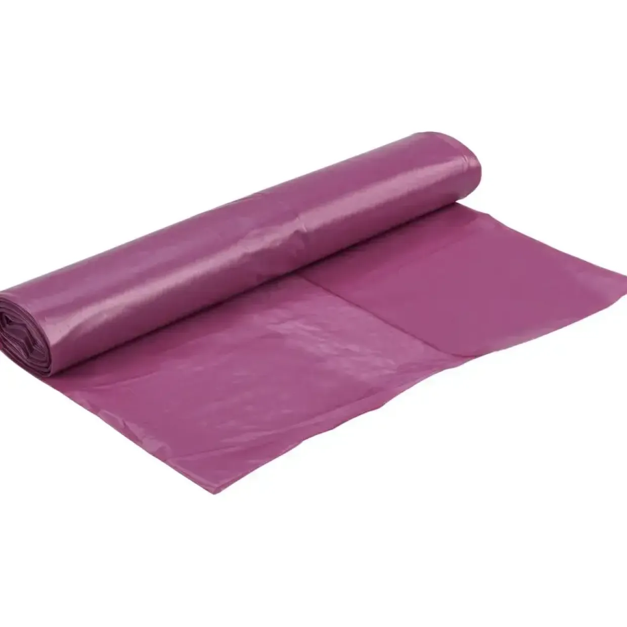 Sæk, C-fold, 40 l, transparent lilla, LDPE/genanvendt, 55x80cm - 28 ruller