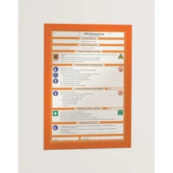 Skifteramme - selvklæbende A4 DURAFRAME® magnetisk med orange ramme - 2 stk.