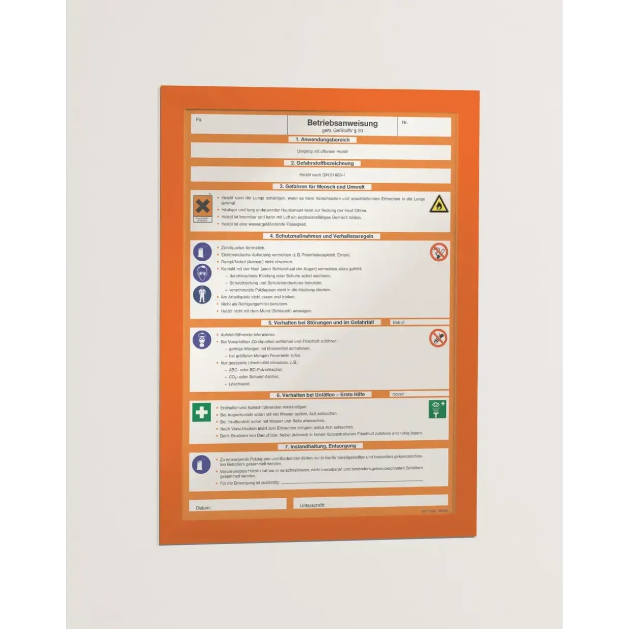 Skifteramme - selvklæbende A4 DURAFRAME® magnetisk med orange ramme - 2 stk.