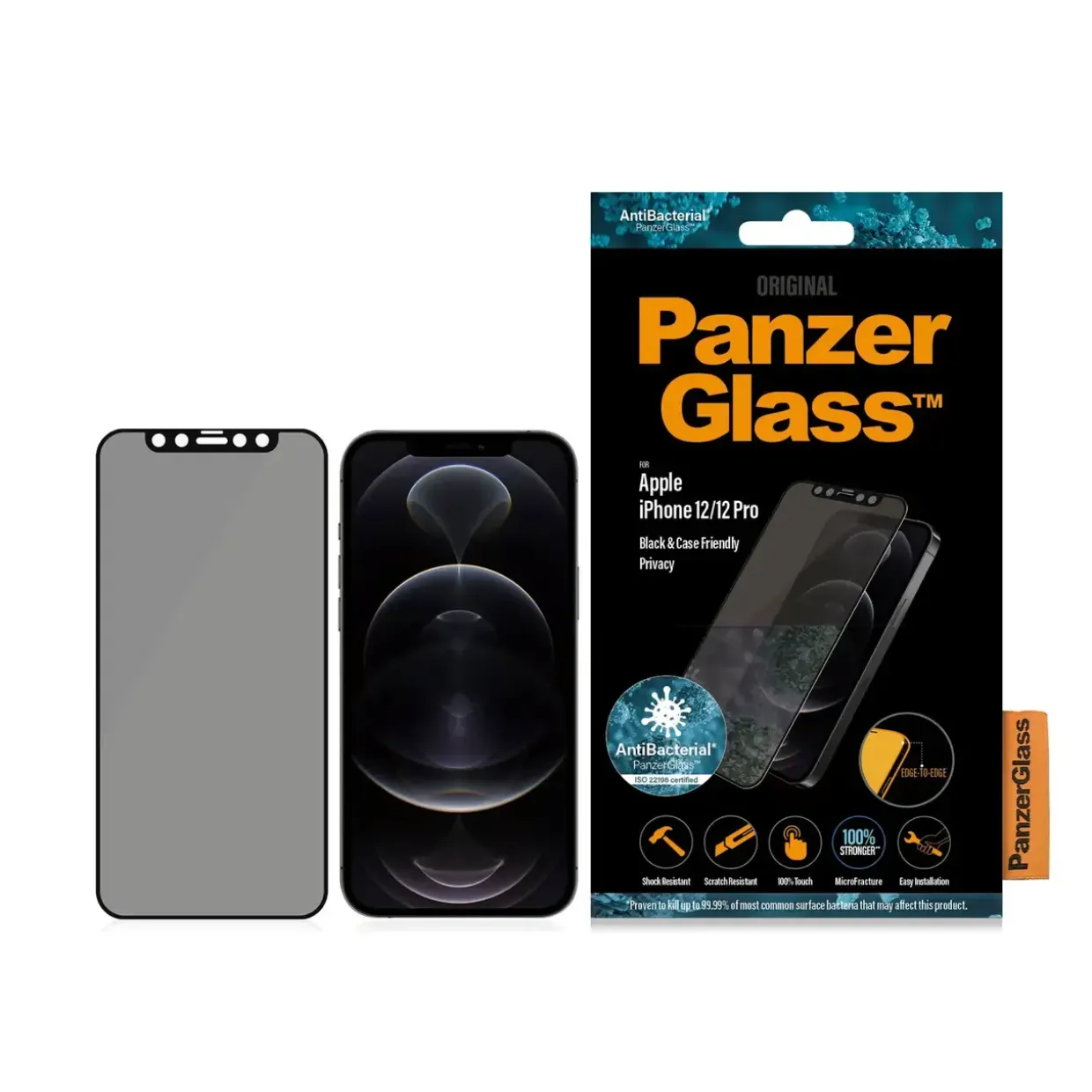Skærmbeskyttelse - PanzerGlass iPhone 12 Pro CF Privacy - Sort