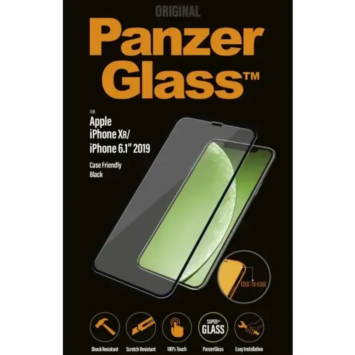 Skærmbeskyttelse - PanzerGlass iPhone XR/XR (Curved Edges, Case Friendly) - Sort