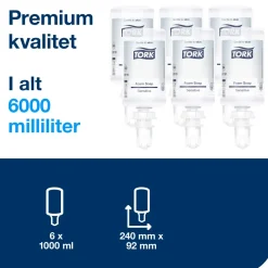 Skumsæbe Tork 520701 S4 Extra Mild Premium uparfumeret - 6 flasker á 1 liter