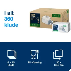 Skure- og Aftørringsklud - Tork - 450150 - 2-i-1 - W8 - 38,5x30cm - 360ark/kar