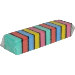 Skuresvamp, 9,1x6x2,9cm, flerfarvet, nylon/polyester/polyether, grov skureeffekt - 10 stk