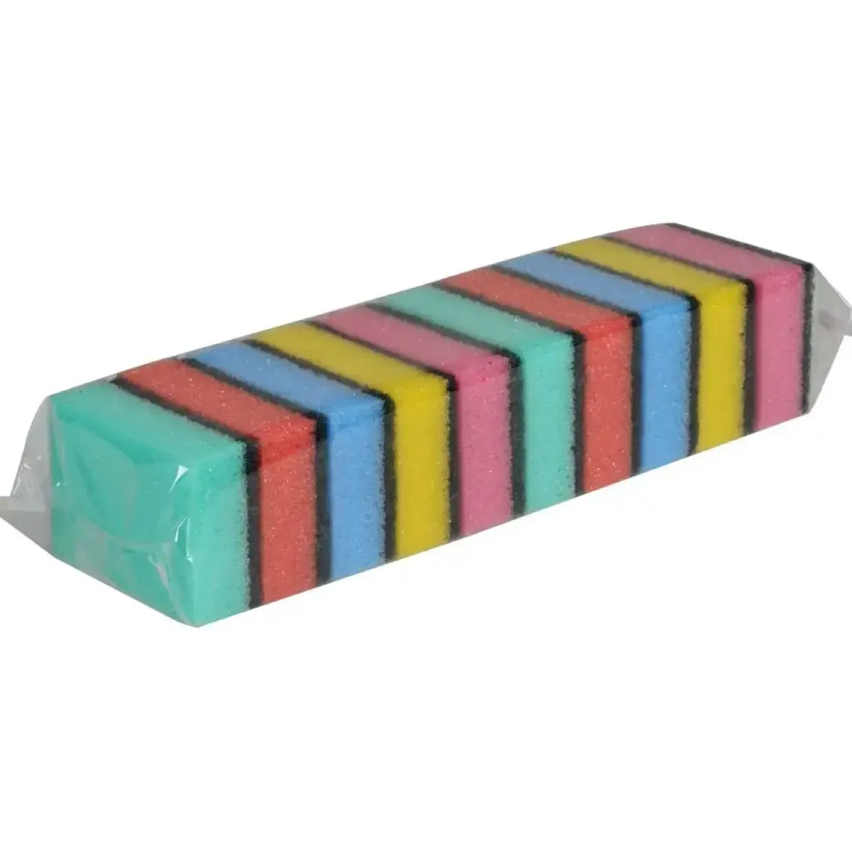 Skuresvamp, 9,1x6x2,9cm, flerfarvet, nylon/polyester/polyether, grov skureeffekt - 10 stk