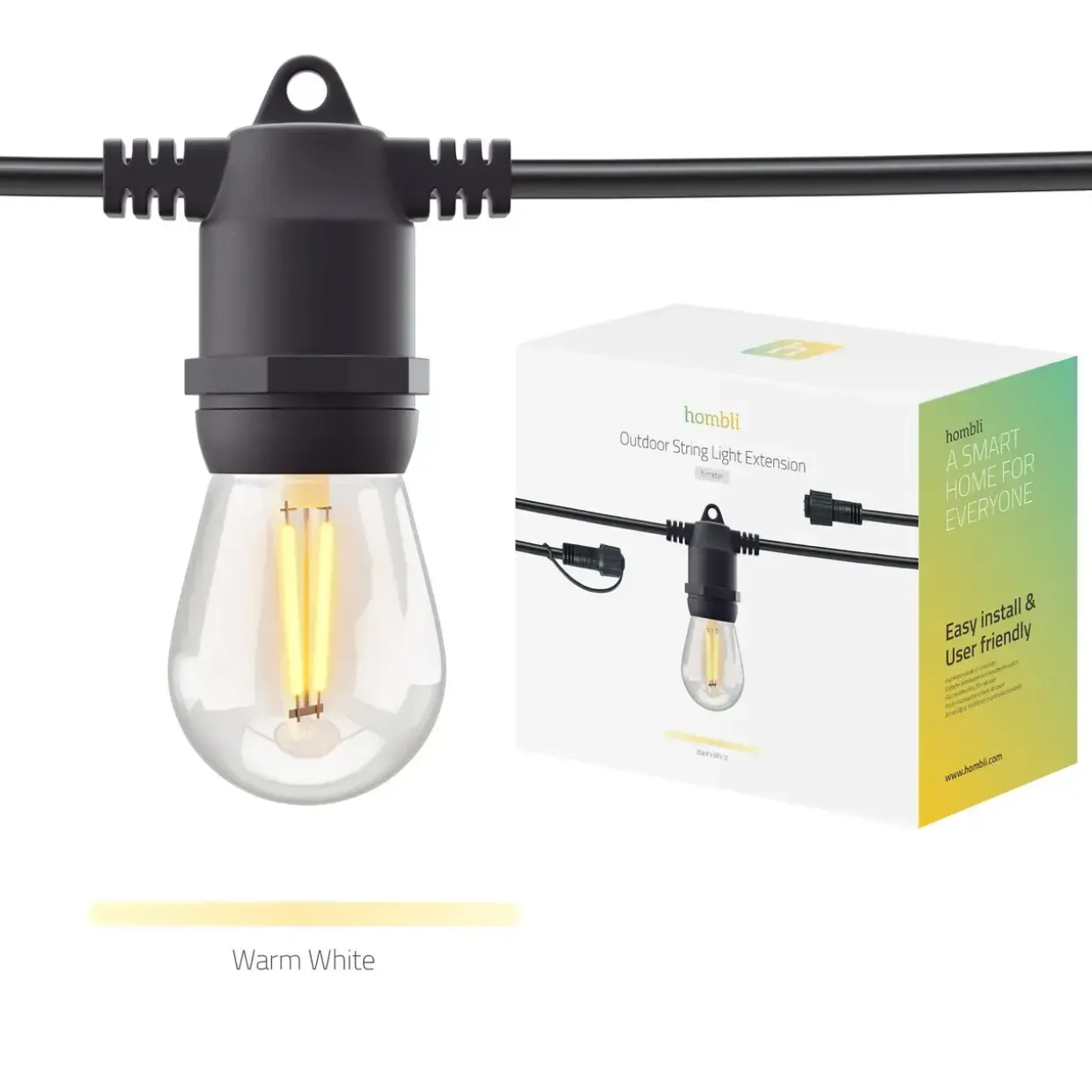 Smart lyskædeforlænger - Hombli Smart Outdoor Light String Extension - 5 m - Varm hvid - 10 pærer