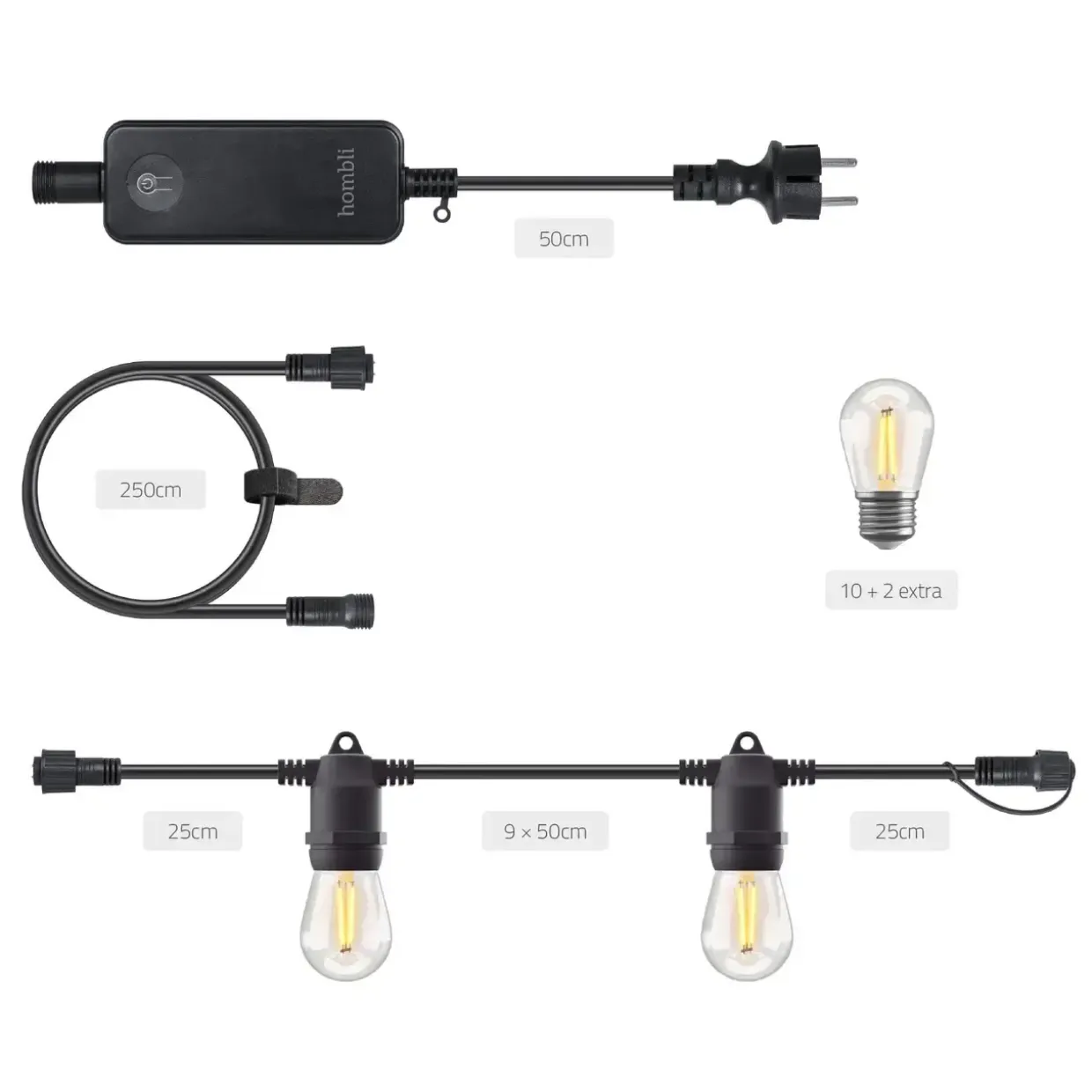 Smart lyskæde - Hombli Smart Outdoor Light String - 5 m - Varm hvid - 10 pærer