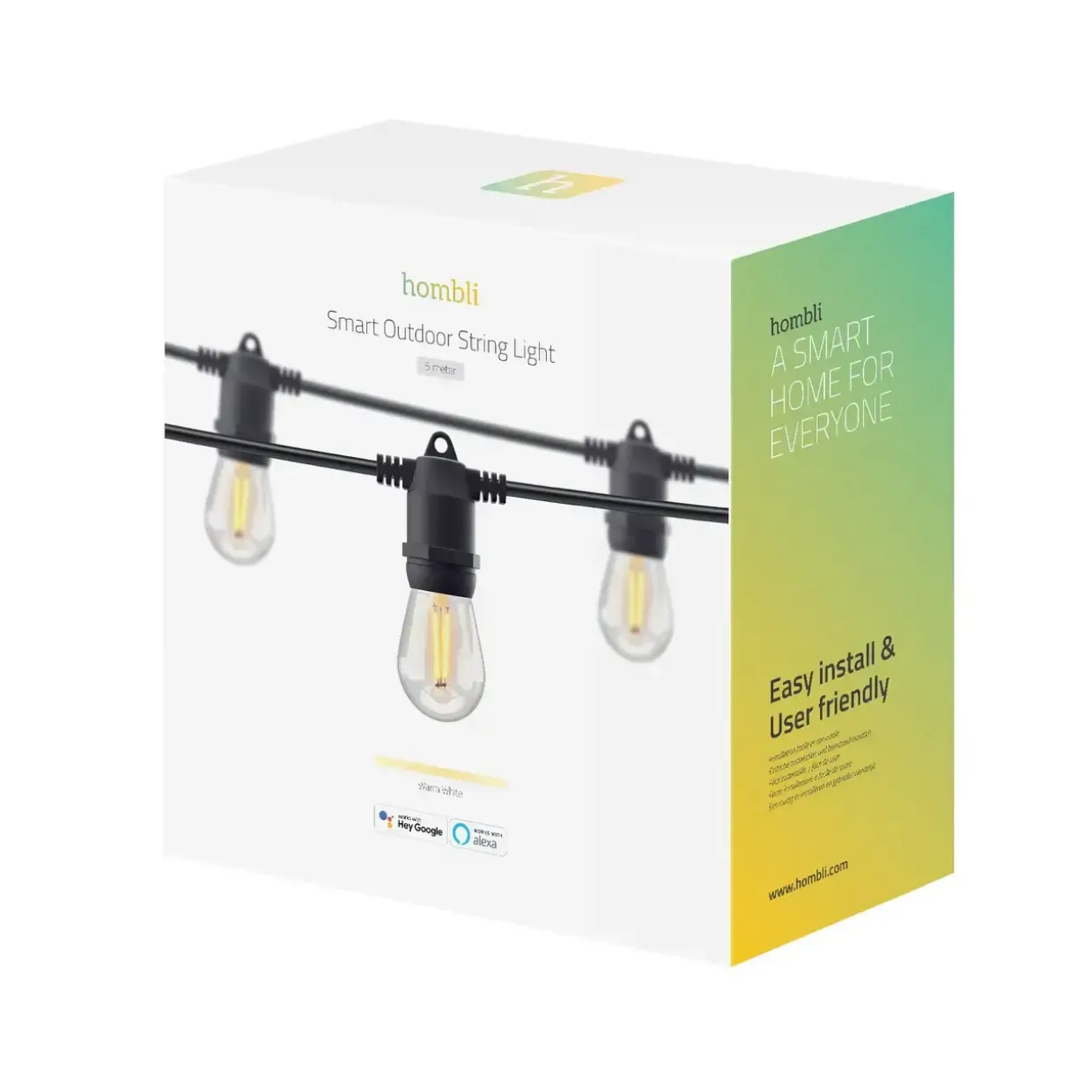 Smart lyskæde - Hombli Smart Outdoor Light String - 5 m - Varm hvid - 10 pærer