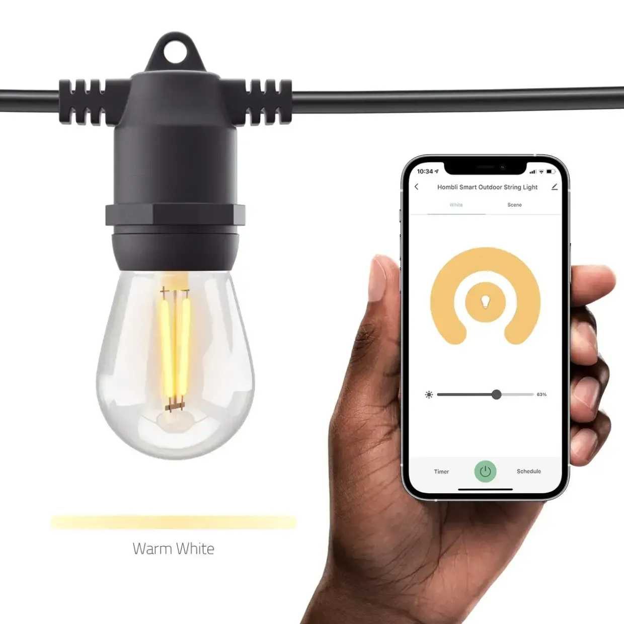 Smart lyskæde - Hombli Smart Outdoor Light String - 5 m - Varm hvid - 10 pærer