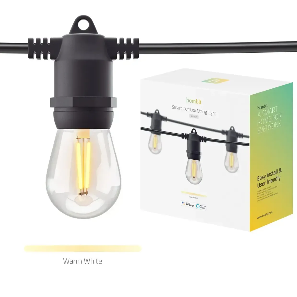 Smart lyskæde - Hombli Smart Outdoor Light String - 5 m - Varm hvid - 10 pærer