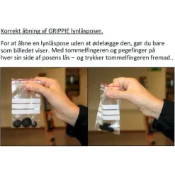Små lynlåsposer GRIPPIE med skrivefelt 40 x 60 mm T-66 med 5 mm hul - 1000 stk i pakke