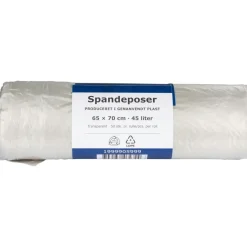 Spandepose, 45 l, klar, LDPE/genanvendt, 65x70cm, produceret i 100% genanvendt plast - 12 ruller