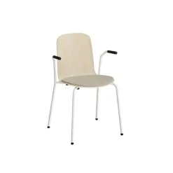 Stabelstol Add 5901 hvidpigmenteret eg, polstret sæde i beige tekstil, hvidt stel glans 10