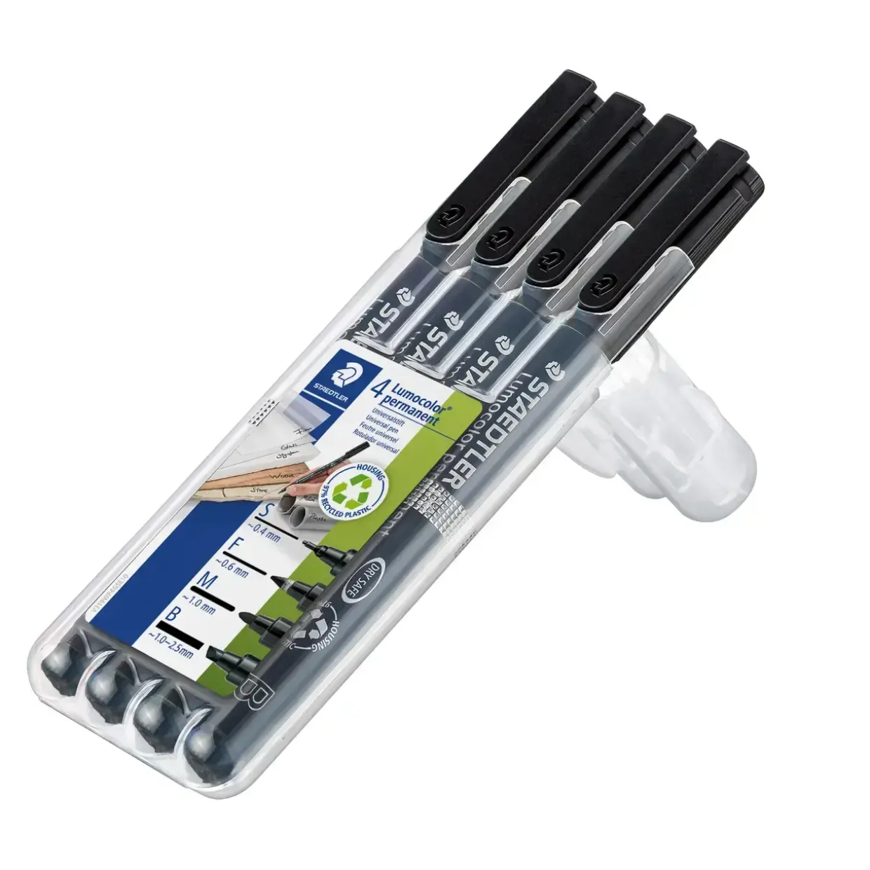 Staedtler Lumocolor sæt - Sorte permanente markere i 4 tykkelser