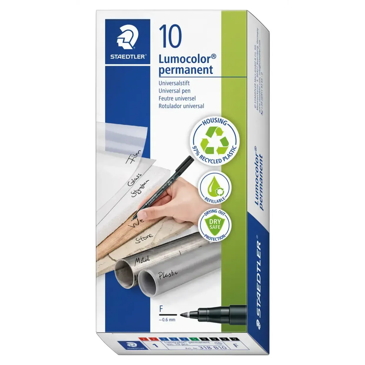 Staedtler Marker Lumocolor Perm 0,6mm ass (10)