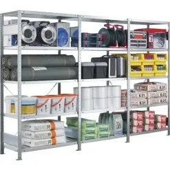 Startsektion Boltless lagerreol, rygkryds 3000x1300x400 250 kg/hylde