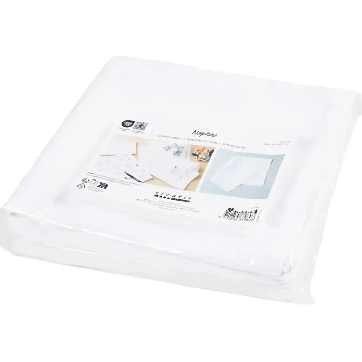 Stofservietter | str. 42x42 cm, 145 g, hvid | 12 stk./ 1 pk.