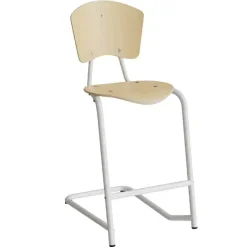 Stol Nian 3479, 630mm, birk finér med hvidt stel og fotstøtte