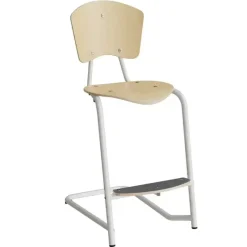 Stol Nian 3479, 630mm, birk finér med hvidt stel og fotplate