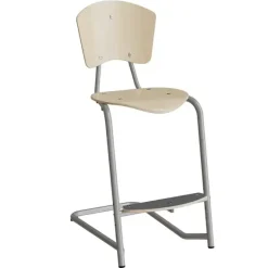 Stol Nian 3479, 630mm, birk laminat med alugråt stel og fotplate