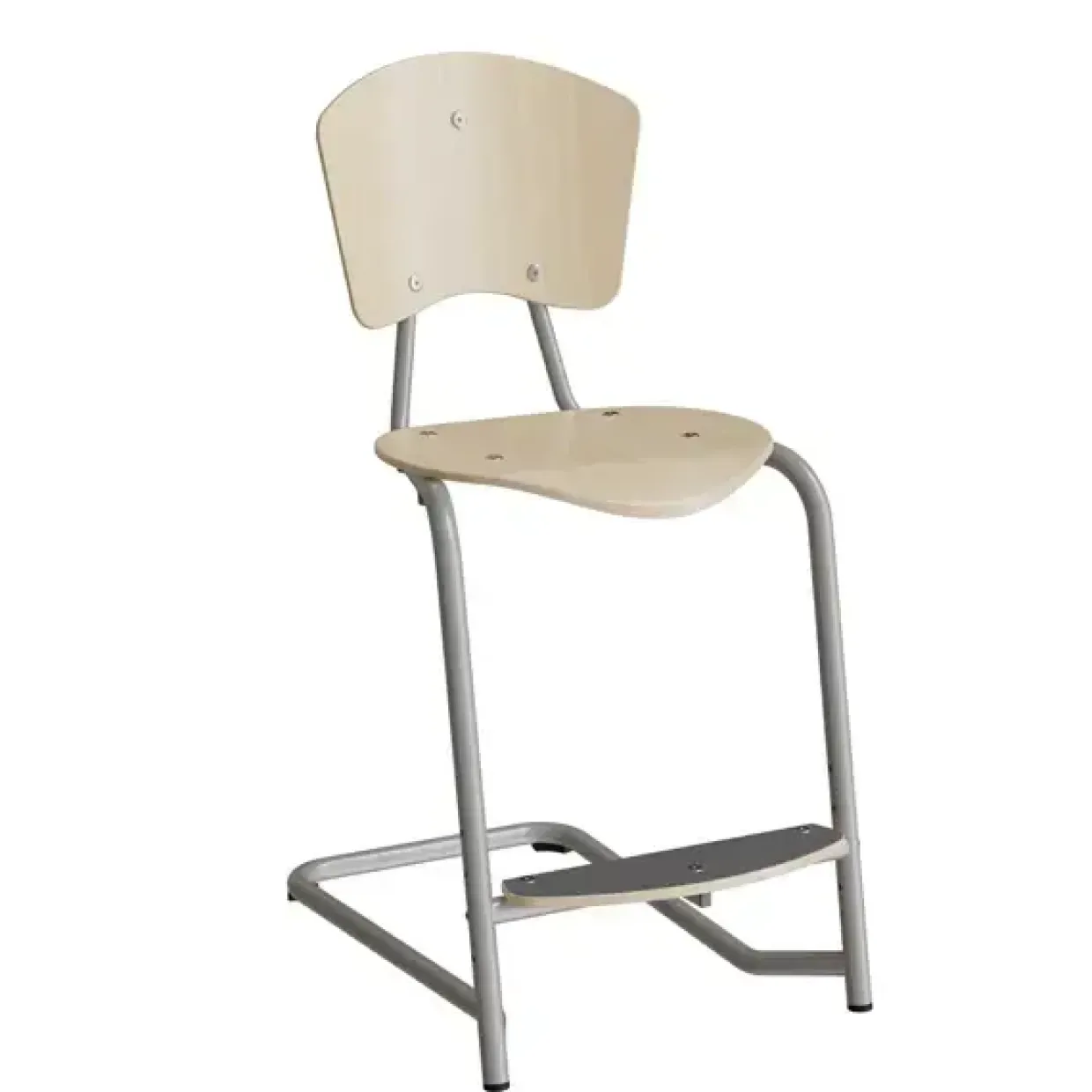 Stol Nian 3479, 570mm, birk laminat med alugråt stel og fotplate