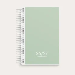 Studie dagkalender - Basic Mini - 129 x 98mm - spiral - grøn - 2026/2027 - Mayland - 27821000