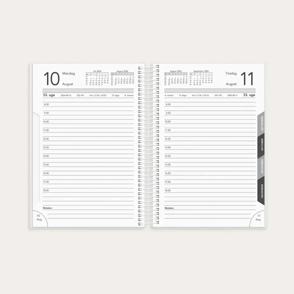 Studie dagkalender -Basic Stor - 179 mmx142 mm - Spiral - Grøn - 2026/2027 - Mayland - 27820000