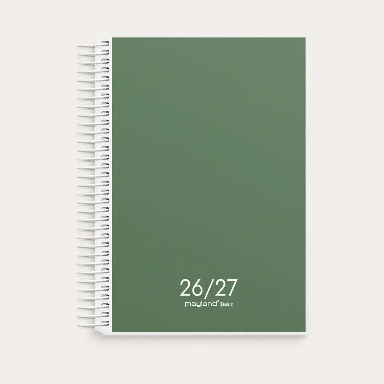 Studie dagkalender -Basic Stor - 179 mmx142 mm - Spiral - Grøn - 2026/2027 - Mayland - 27820000
