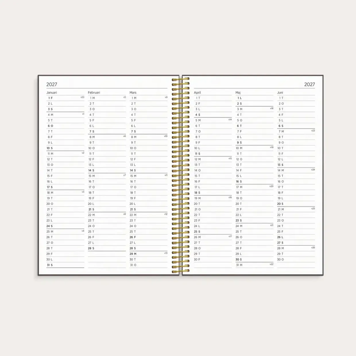 Studie Organizer & Notes A5 ugekalender design spiral 2026/2027 - 27815700