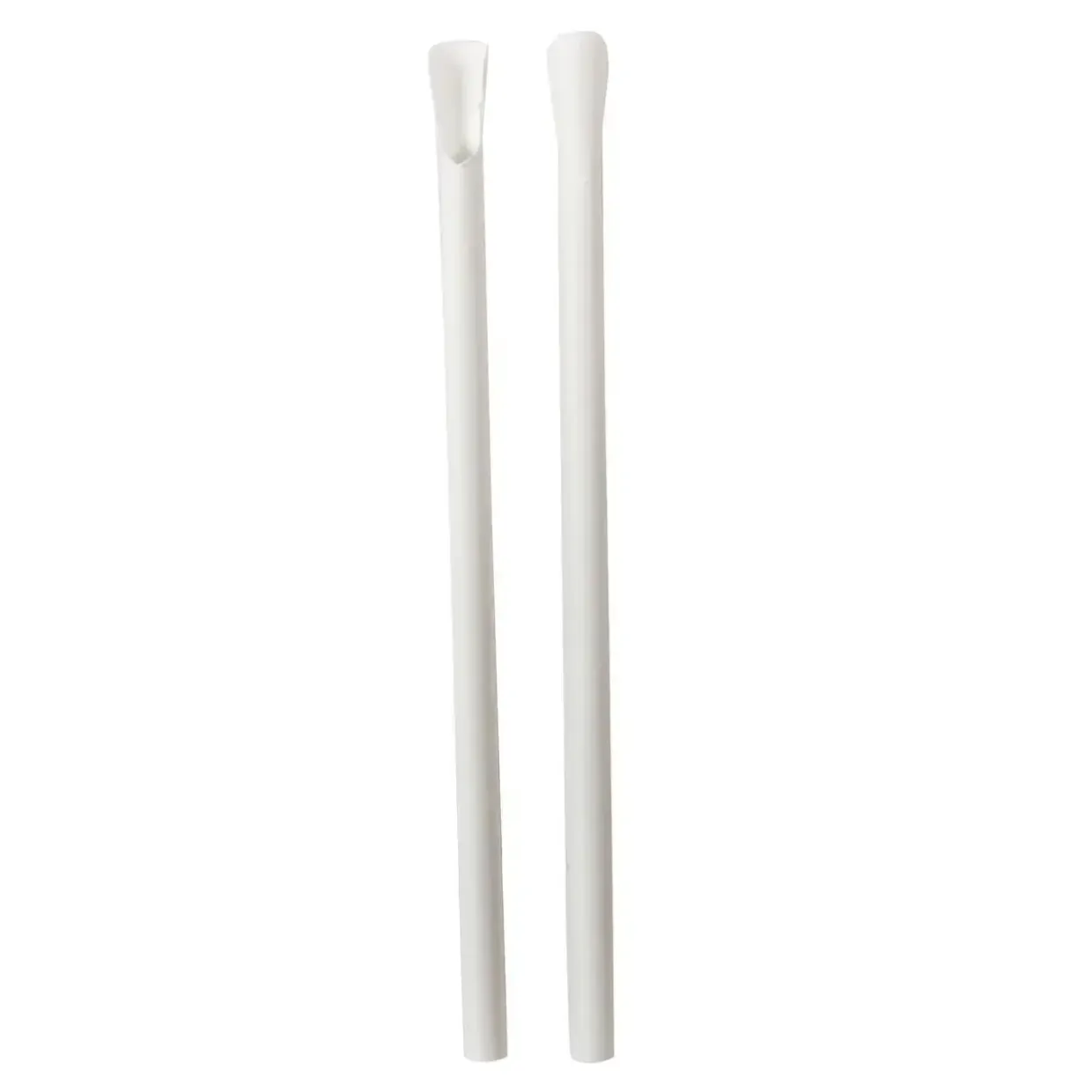 Sugerør Ø8x210mm uden knæk bionedbrydelig med spade/ske Hvid - 125 stk/ps