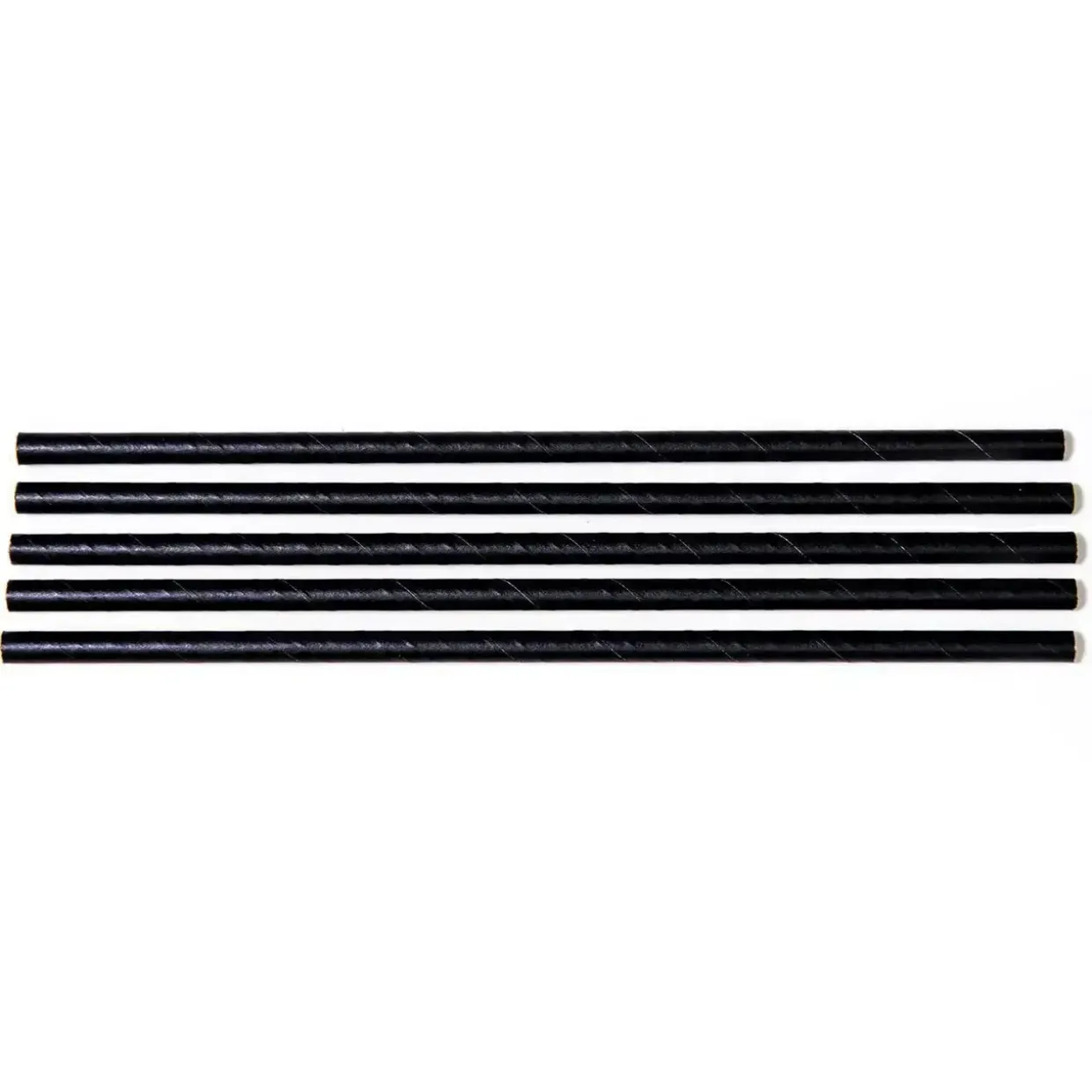 Sugerør Ø7x200 mm uden knæk Bionedbrydelig Papir Sort - 250 stk/ps