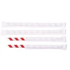 Sugerør Ø12x200 mm uden knæk enkeltpakket m/spids Bionedbrydelig Papir Rødstrib - 100 stk/ps