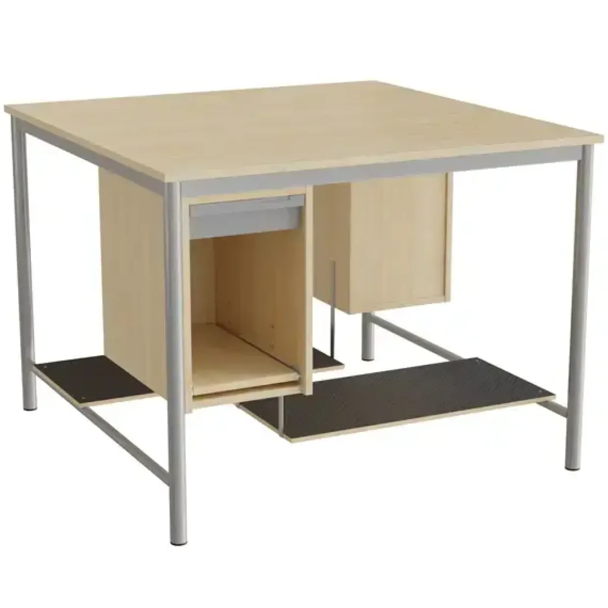 Sybord 134, 1200x1200 mm H900 mm, birk laminat, alugråt stel