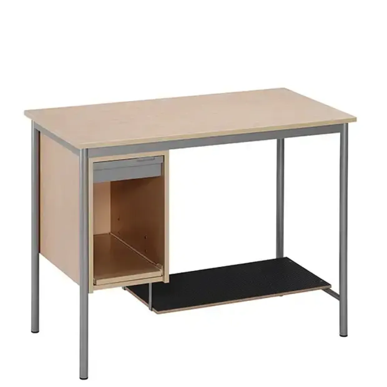 Sybord 133, 1200x600 mm H900 mm, birk laminat, alugråt stel