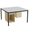 Sybord 136, 1200x1200 mm H720 mm, grå laminat, sort stel