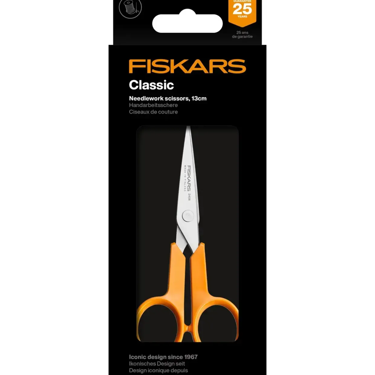 Sysaks, Fiskars Classic, Orange, 13 cm, Højre